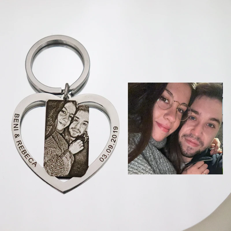 Personalized Couple Photo Necklace Engraved Family Picture Pendant Gifts Custom Dog Cat Keychain Memory Jewelry Picture Pendants-10