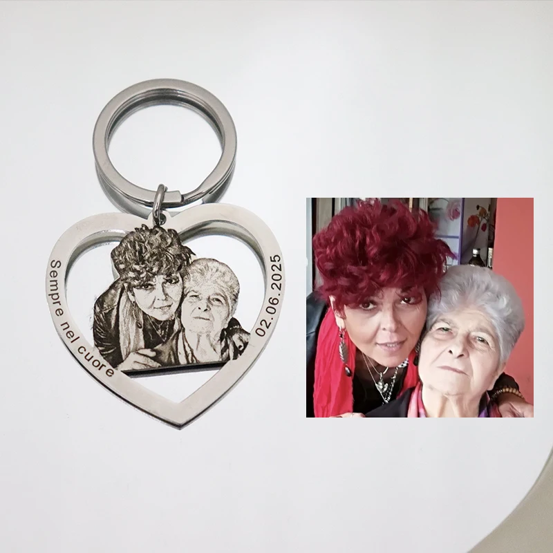 Personalized Couple Photo Necklace Engraved Family Picture Pendant Gifts Custom Dog Cat Keychain Memory Jewelry Picture Pendants-11