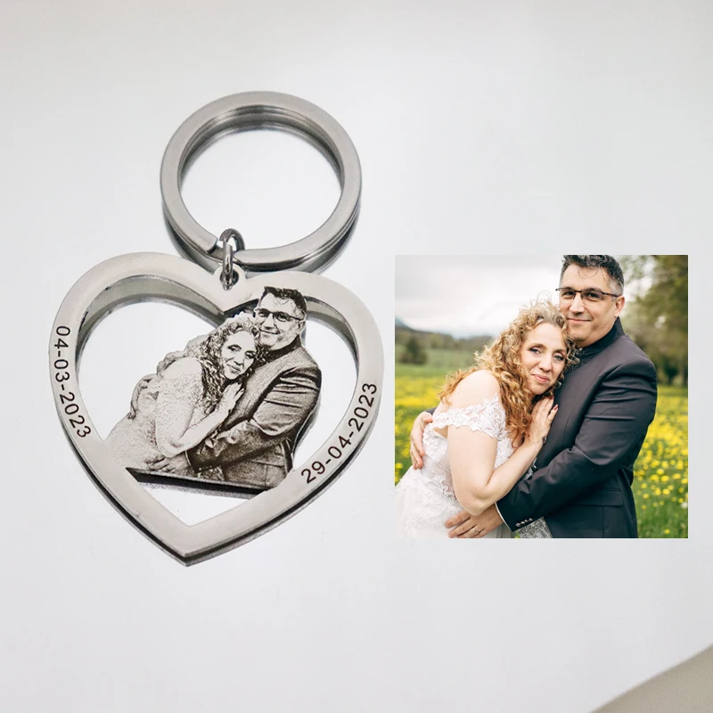 Personalized Couple Photo Necklace Engraved Family Picture Pendant Gifts Custom Dog Cat Keychain Memory Jewelry Picture Pendants-12
