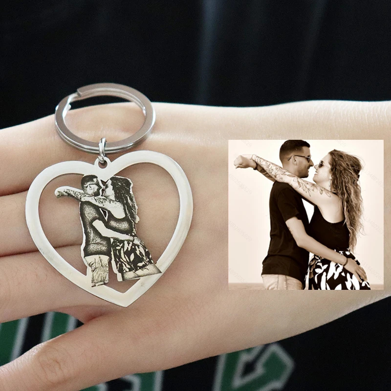 Personalized Couple Photo Necklace Engraved Family Picture Pendant Gifts Custom Dog Cat Keychain Memory Jewelry Picture Pendants-13