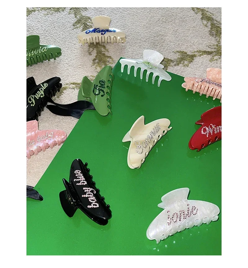 Handmade Customized Words Hairpins Hair Claw Barrettes Personalized Name Number Hair Clips Letters for Women Girls Jewelry 2024-8