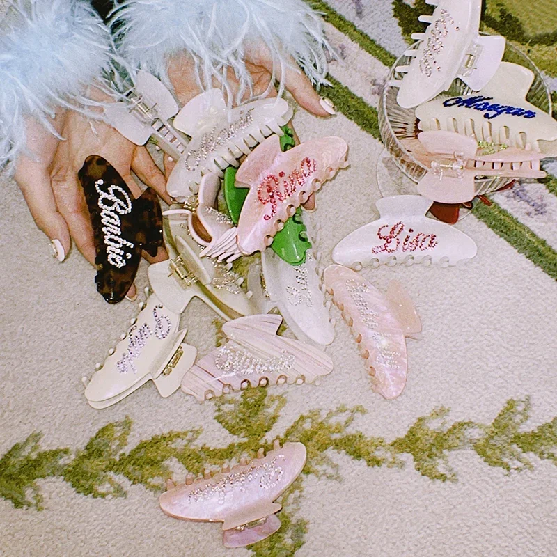 Handmade Customized Words Hairpins Hair Claw Barrettes Personalized Name Number Hair Clips Letters for Women Girls Jewelry 2024-15
