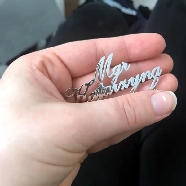 personalized custom women name brooch stainless steel nameplant text lapel pins badges fashion jewelry best gifts for her