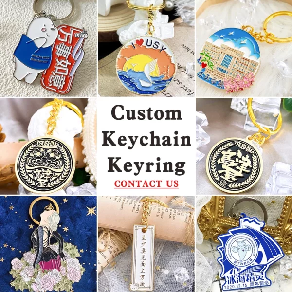 [minimum 10pcs]custom enamel keychain personalized enamel keyring graduation diy anime make metal gift back card free design