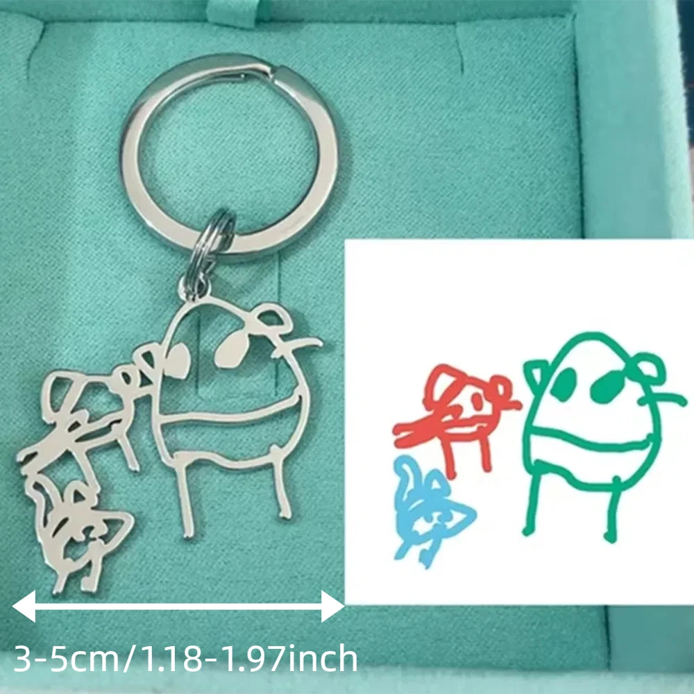 Custom Stainless Steel Children Drawing Pendant Keychain Kids Artwork Personalized Photo Logo Keyring Key Chains Jewelry Gifts-3 Custom Stainless Steel Children Drawing Pendant Keychain Kids Artwork Personalized Photo Logo Keyring Key Chains Jewelry Gifts-3