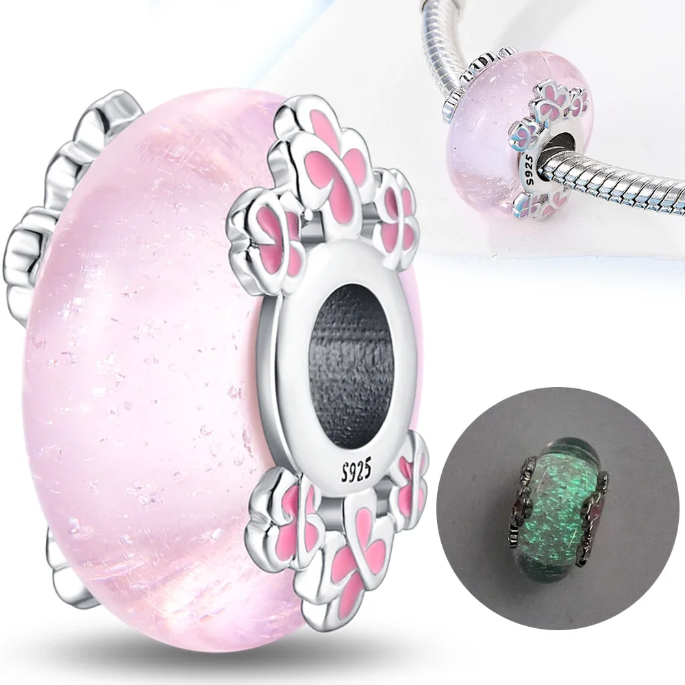 Silver 925 Cherry Blossom Pink Sweet Charms Beads Flowers Rings Fit Original Bracelet Charm Jewelry Bead for Women DIY Gift-4 Silver 925 Cherry Blossom Pink Sweet Charms Beads Flowers Rings Fit Original Bracelet Charm Jewelry Bead for Women DIY Gift-4