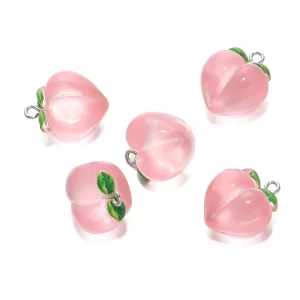 10pcs/lot transparent peach resin charms pendant for jewelry making accessories diy earrings necklace keychain decoration