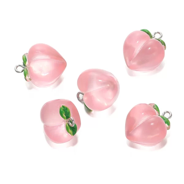 10pcs/lot transparent peach resin charms pendant for jewelry making accessories diy earrings necklace keychain decoration