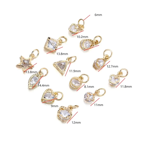 10pcs/lot alloy gold silver color rhinestone hearts charms for earrings necklaces diy love charms jewelry making accessories