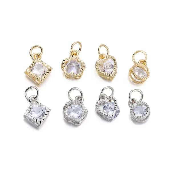 10pcs/lot alloy gold silver color rhinestone hearts charms for earrings necklaces diy love charms jewelry making accessories
