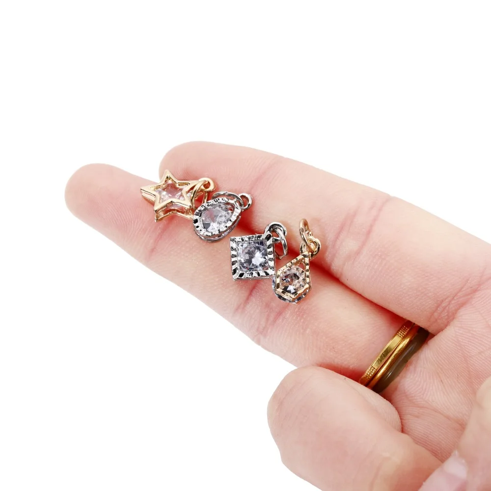 10Pcs/lot Alloy Gold Silver Color Rhinestone Hearts Charms For Earrings Necklaces DIY Love Charms Jewelry Making Accessories-4 10Pcs/lot Alloy Gold Silver Color Rhinestone Hearts Charms For Earrings Necklaces DIY Love Charms Jewelry Making Accessories-4