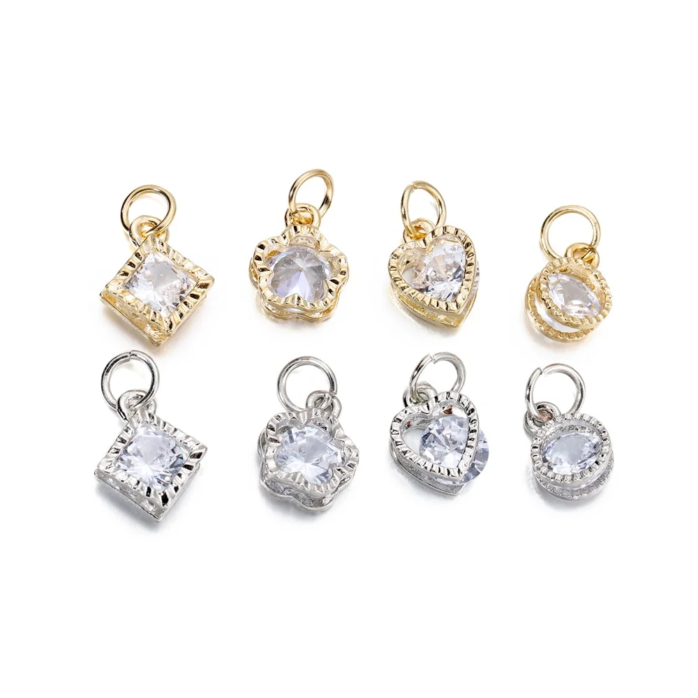 10Pcs/lot Alloy Gold Silver Color Rhinestone Hearts Charms For Earrings Necklaces DIY Love Charms Jewelry Making Accessories-8 10Pcs/lot Alloy Gold Silver Color Rhinestone Hearts Charms For Earrings Necklaces DIY Love Charms Jewelry Making Accessories-8