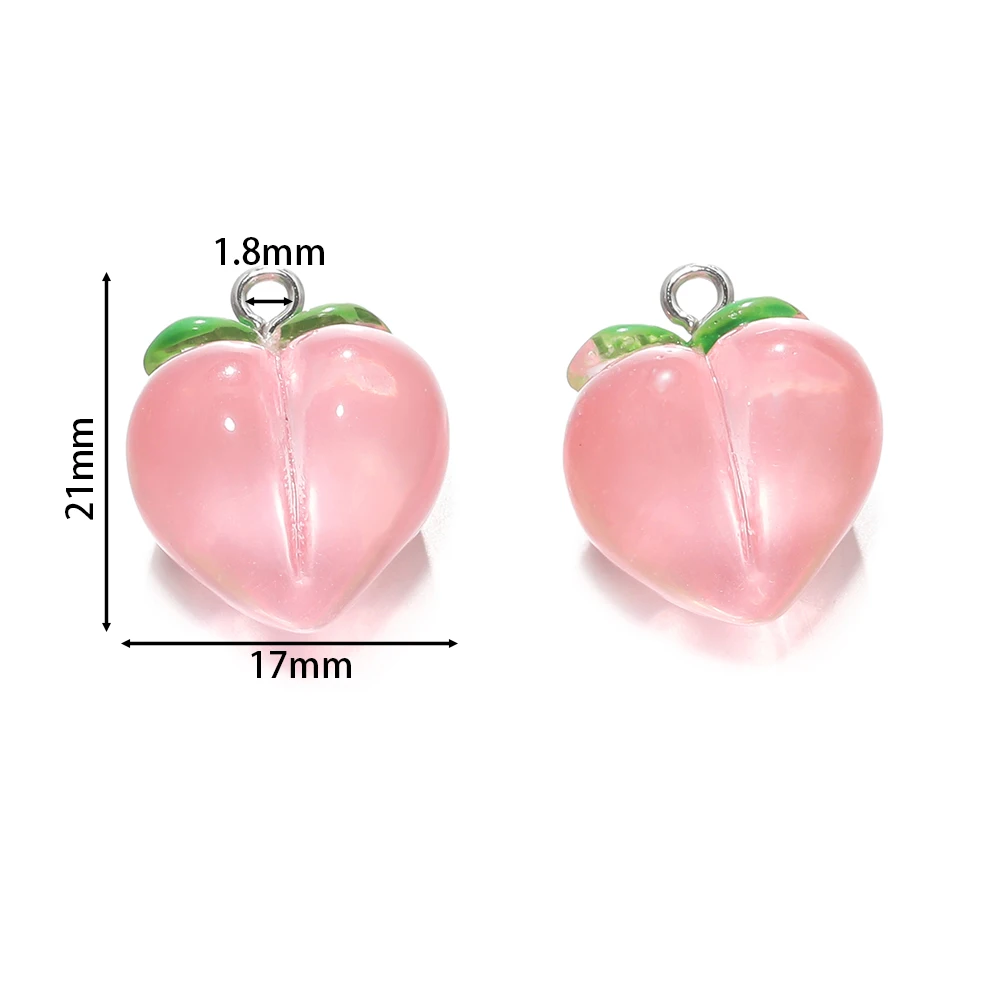 10pcs/Lot Transparent Peach Resin Charms Pendant for Jewelry Making Accessories DIY Earrings Necklace Keychain Decoration-2 10pcs/Lot Transparent Peach Resin Charms Pendant for Jewelry Making Accessories DIY Earrings Necklace Keychain Decoration-2