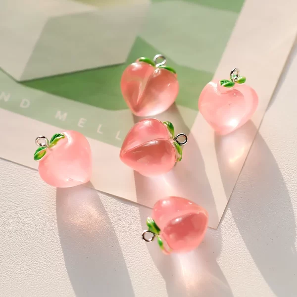 10pcs/lot transparent peach resin charms pendant for jewelry making accessories diy earrings necklace keychain decoration
