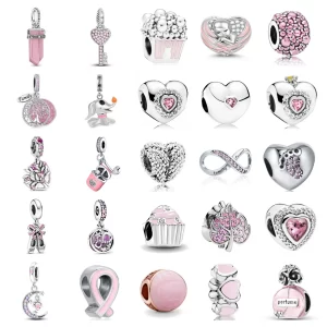 2024 pink 925 silver pink perfume dance shoe pendant charm ghost dog bead fit original bracelet jewelry for annversary gifts