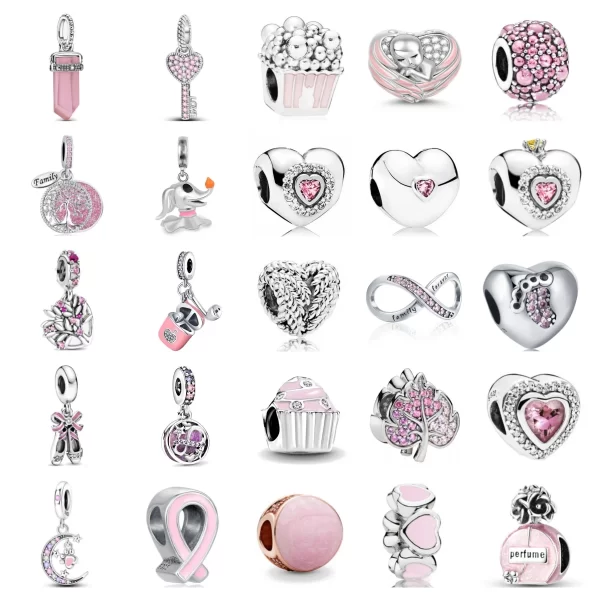2024 pink 925 silver pink perfume dance shoe pendant charm ghost dog bead fit original bracelet jewelry for annversary gifts