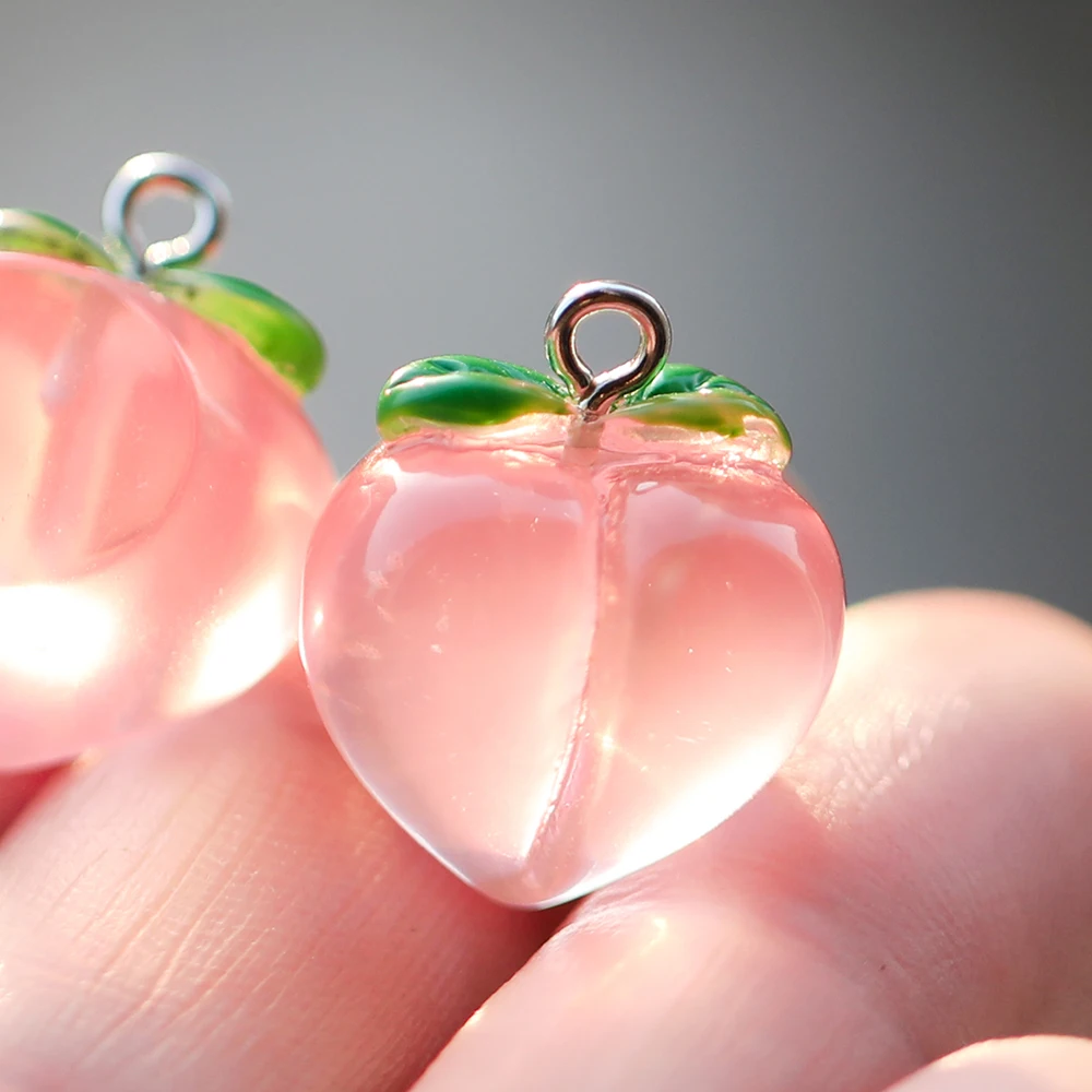 10pcs/Lot Transparent Peach Resin Charms Pendant for Jewelry Making Accessories DIY Earrings Necklace Keychain Decoration-3 10pcs/Lot Transparent Peach Resin Charms Pendant for Jewelry Making Accessories DIY Earrings Necklace Keychain Decoration-3