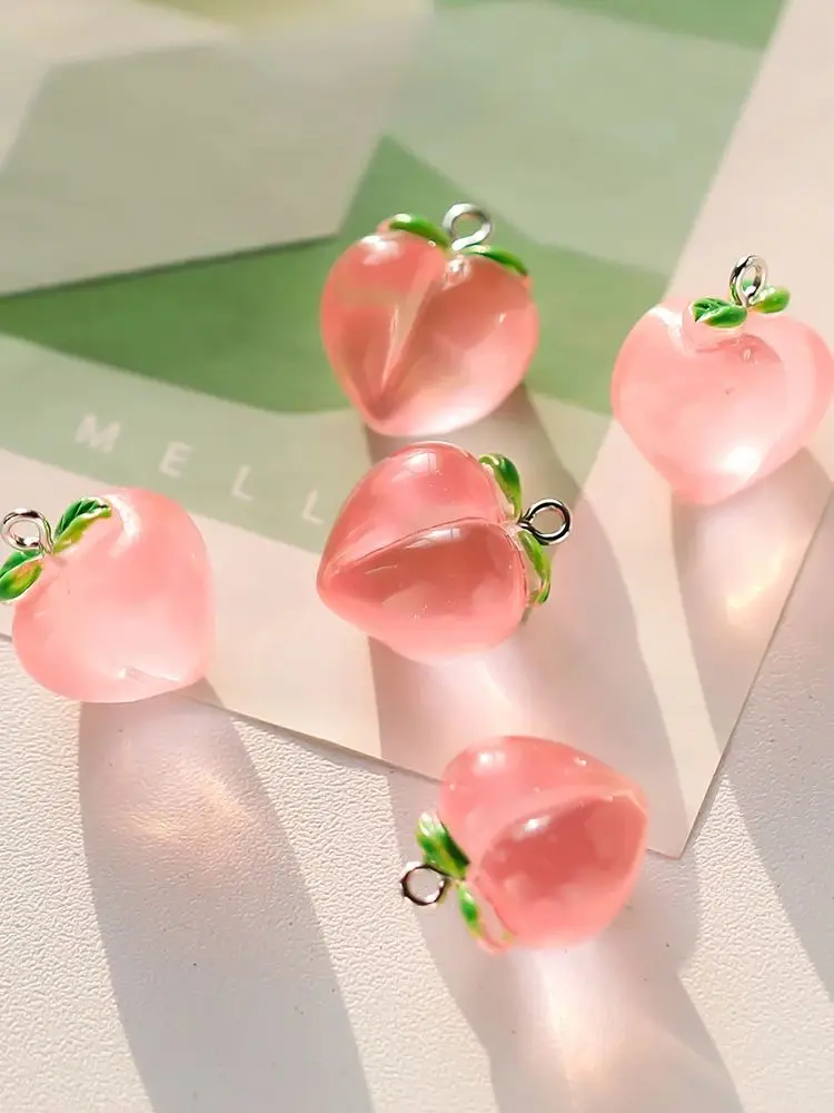 10pcs/Lot Transparent Peach Resin Charms Pendant for Jewelry Making Accessories DIY Earrings Necklace Keychain Decoration-1 10pcs/Lot Transparent Peach Resin Charms Pendant for Jewelry Making Accessories DIY Earrings Necklace Keychain Decoration-1