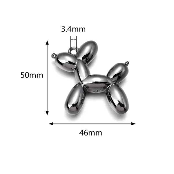 louleur 5pcs 46x50mm fluffy balloon dog shape acrylic pendant charms pendant for bracelet diy necklace jewelry making