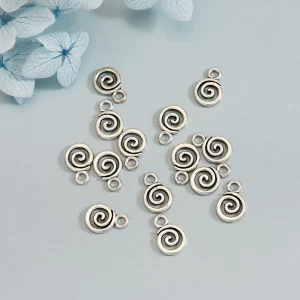 30pcs/lot 12x8mm mini swirl spiral screw charms helix spire volution pendants for diy jewelry making supplies wholesale bulk