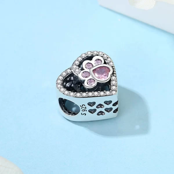 original 925 sterling silver charms love pets dog cat paw print pendant beads fit brand bracelets necklaces women diy jewelry