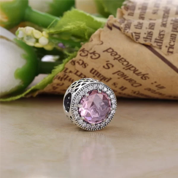 new 925 silver heart shape purple pink red blue green zircon charm round beads fit original pandora bracelet diy fine jewelry