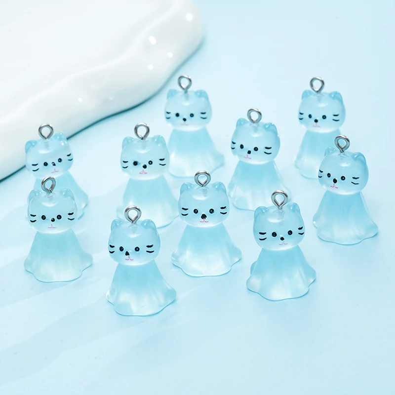 10pcs Cute Cat Face Resin Charms 3D Luminous Animal Pendants for DIY Jewelry Making Accessories Handmade Earring Necklace-2 10pcs Cute Cat Face Resin Charms 3D Luminous Animal Pendants for DIY Jewelry Making Accessories Handmade Earring Necklace-2