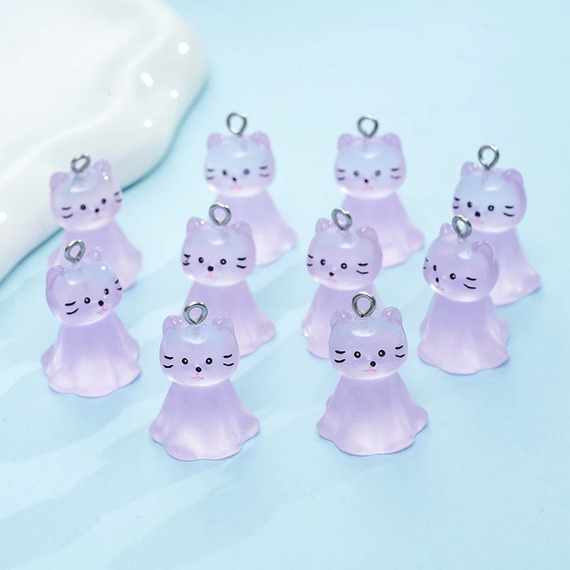 10pcs Cute Cat Face Resin Charms 3D Luminous Animal Pendants for DIY Jewelry Making Accessories Handmade Earring Necklace-6 10pcs Cute Cat Face Resin Charms 3D Luminous Animal Pendants for DIY Jewelry Making Accessories Handmade Earring Necklace-6