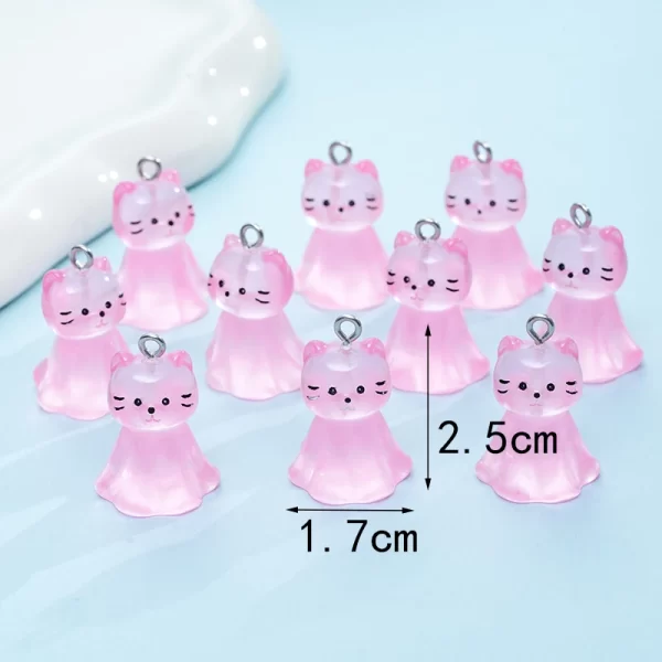 10pcs cute cat face resin charms 3d luminous animal pendants for diy jewelry making accessories handmade earring necklace
