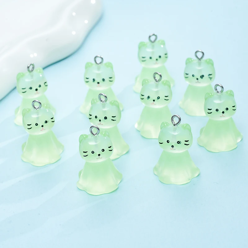 10pcs Cute Cat Face Resin Charms 3D Luminous Animal Pendants for DIY Jewelry Making Accessories Handmade Earring Necklace-3 10pcs Cute Cat Face Resin Charms 3D Luminous Animal Pendants for DIY Jewelry Making Accessories Handmade Earring Necklace-3