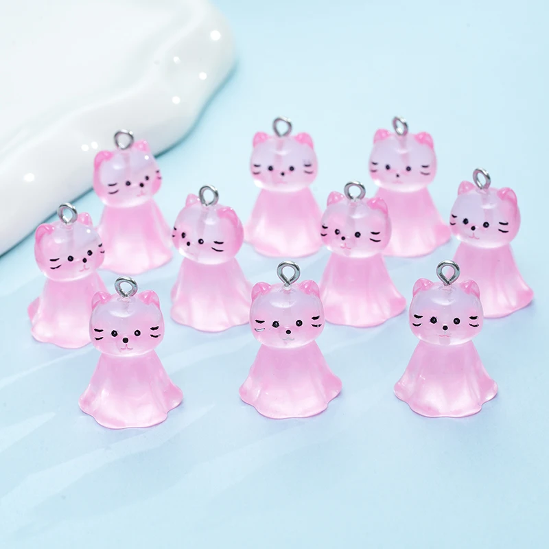 10pcs Cute Cat Face Resin Charms 3D Luminous Animal Pendants for DIY Jewelry Making Accessories Handmade Earring Necklace-4 10pcs Cute Cat Face Resin Charms 3D Luminous Animal Pendants for DIY Jewelry Making Accessories Handmade Earring Necklace-4