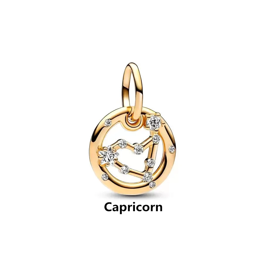 2025 NEW Gold Plated 12 Constellation Pendant Dangle Charm Beads Fit Original 925 Sterling Silver Europeans Bracelet DIY Jewelry-1 2025 NEW Gold Plated 12 Constellation Pendant Dangle Charm Beads Fit Original 925 Sterling Silver Europeans Bracelet DIY Jewelry-1