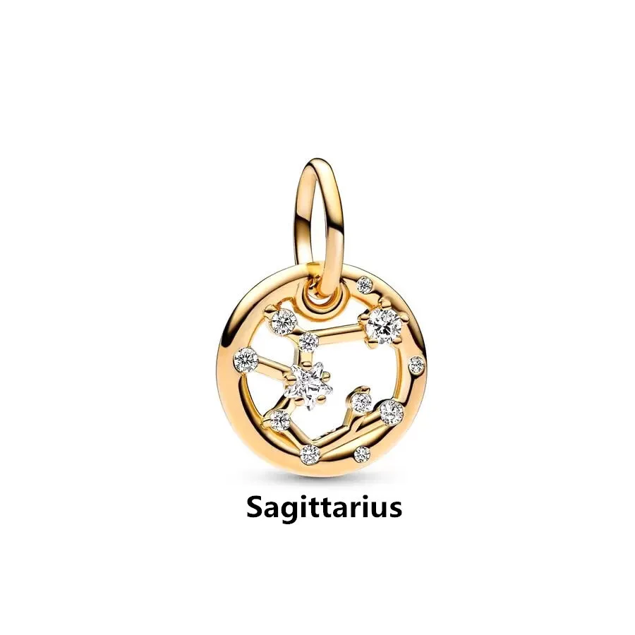 2025 NEW Gold Plated 12 Constellation Pendant Dangle Charm Beads Fit Original 925 Sterling Silver Europeans Bracelet DIY Jewelry-2 2025 NEW Gold Plated 12 Constellation Pendant Dangle Charm Beads Fit Original 925 Sterling Silver Europeans Bracelet DIY Jewelry-2