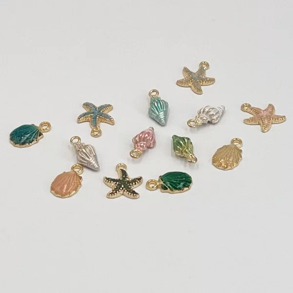 13pcs/set summer beach starfish shell charms colorful copper pendants jewelry diy for bracelet necklace earring jewelry making