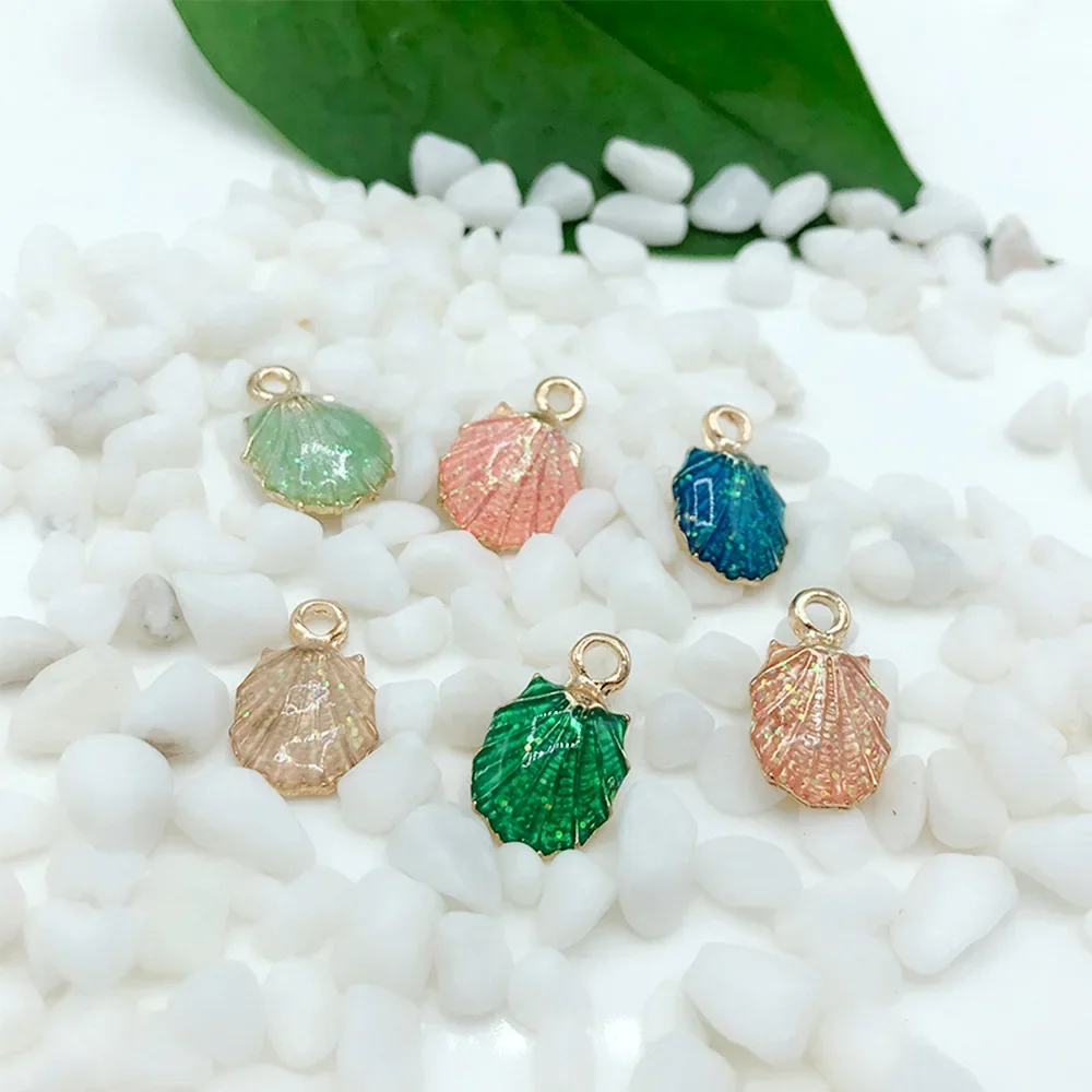 13Pcs/set Summer Beach Starfish Shell Charms Colorful Copper Pendants Jewelry DIY For Bracelet Necklace Earring Jewelry Making-3
