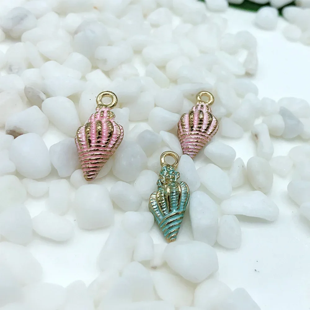 13Pcs/set Summer Beach Starfish Shell Charms Colorful Copper Pendants Jewelry DIY For Bracelet Necklace Earring Jewelry Making-5
