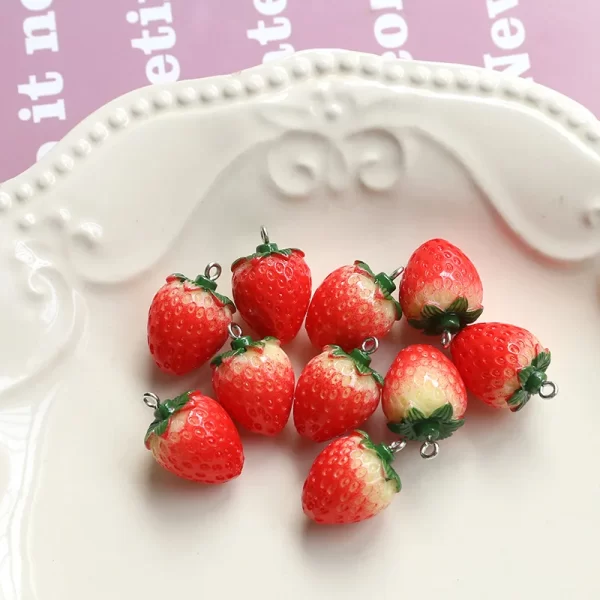 10pcs resin imitation fruit pendants strawberry charms for jewelry making diy earrings bracelet findings