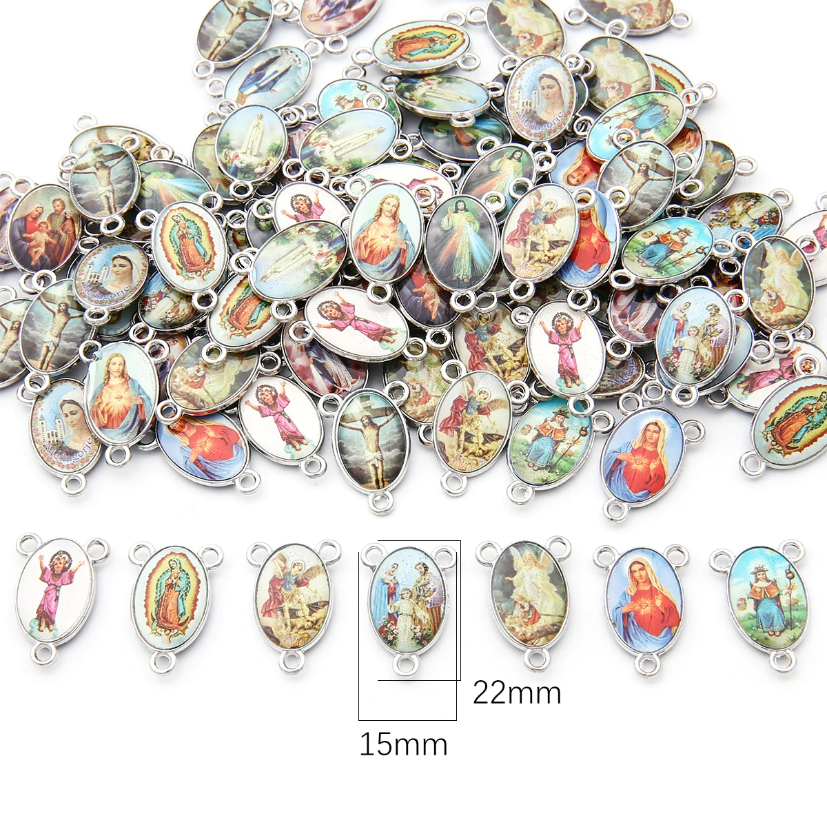 Mix 20Pcs Jesus Virgin Mary Three Hole Charm Pendant For Diy Jewelry Making Accessories Zinc Alloy Religion Pendant-5 Mix 20Pcs Jesus Virgin Mary Three Hole Charm Pendant For Diy Jewelry Making Accessories Zinc Alloy Religion Pendant-5