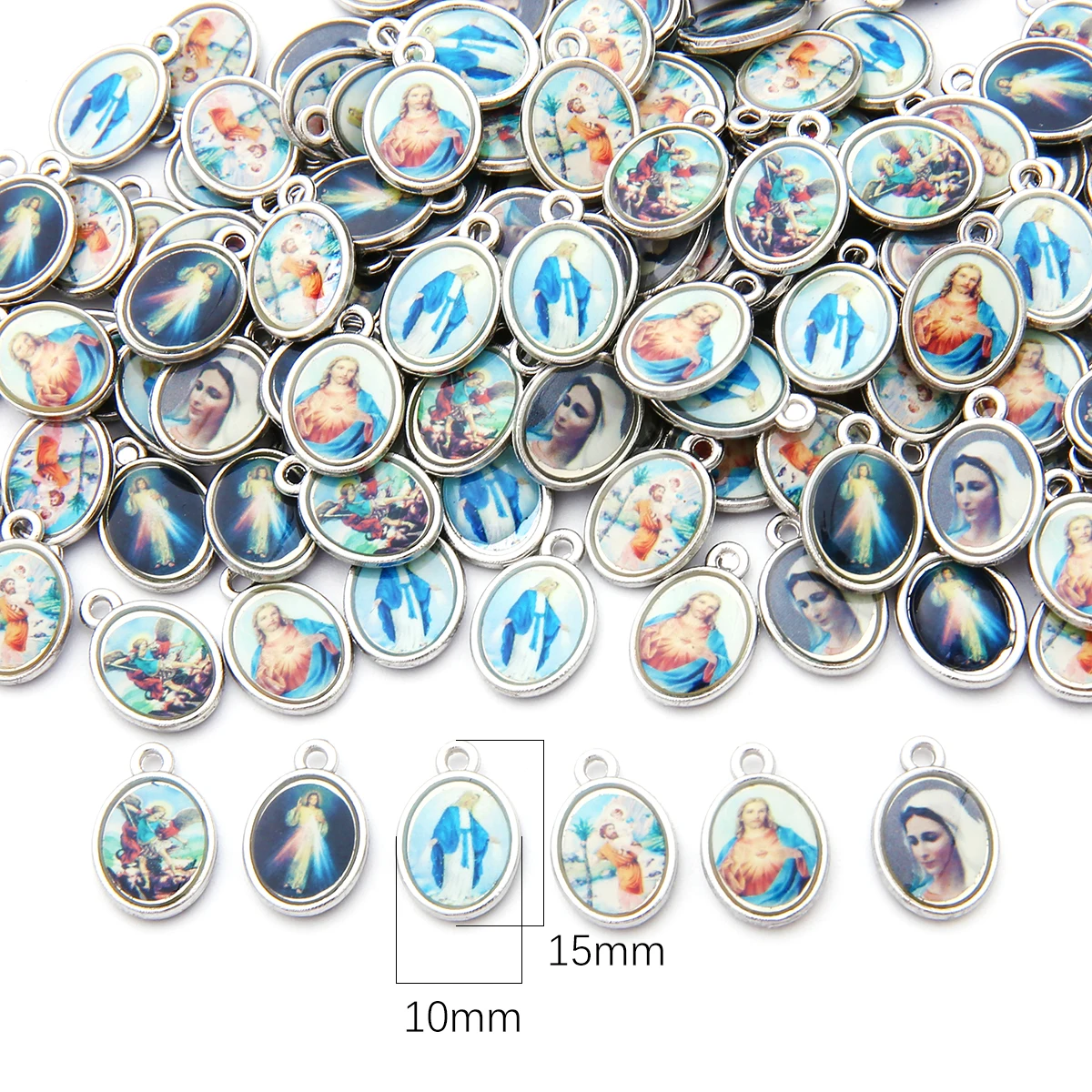 Mix 20Pcs Jesus Virgin Mary Three Hole Charm Pendant For Diy Jewelry Making Accessories Zinc Alloy Religion Pendant-6 Mix 20Pcs Jesus Virgin Mary Three Hole Charm Pendant For Diy Jewelry Making Accessories Zinc Alloy Religion Pendant-6
