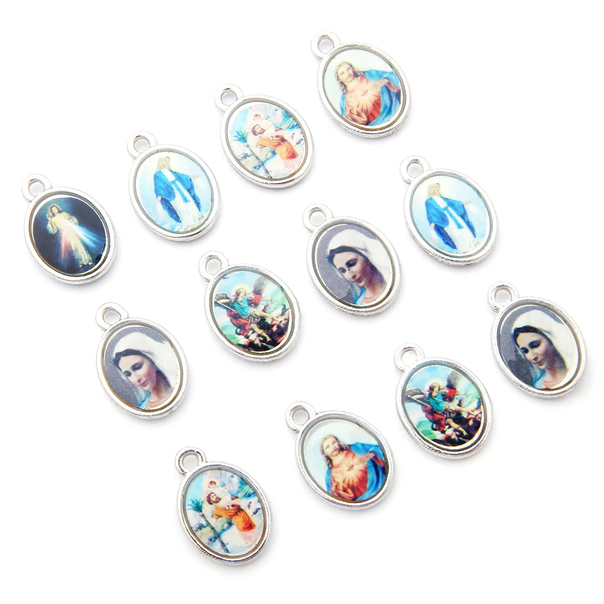 Mix 20Pcs Jesus Virgin Mary Three Hole Charm Pendant For Diy Jewelry Making Accessories Zinc Alloy Religion Pendant-4 Mix 20Pcs Jesus Virgin Mary Three Hole Charm Pendant For Diy Jewelry Making Accessories Zinc Alloy Religion Pendant-4