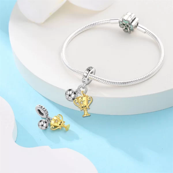 football series 925 silver plated soccer ball champion cup charms beads fit 3mm 925 original bracelets diy souvenir jewelry