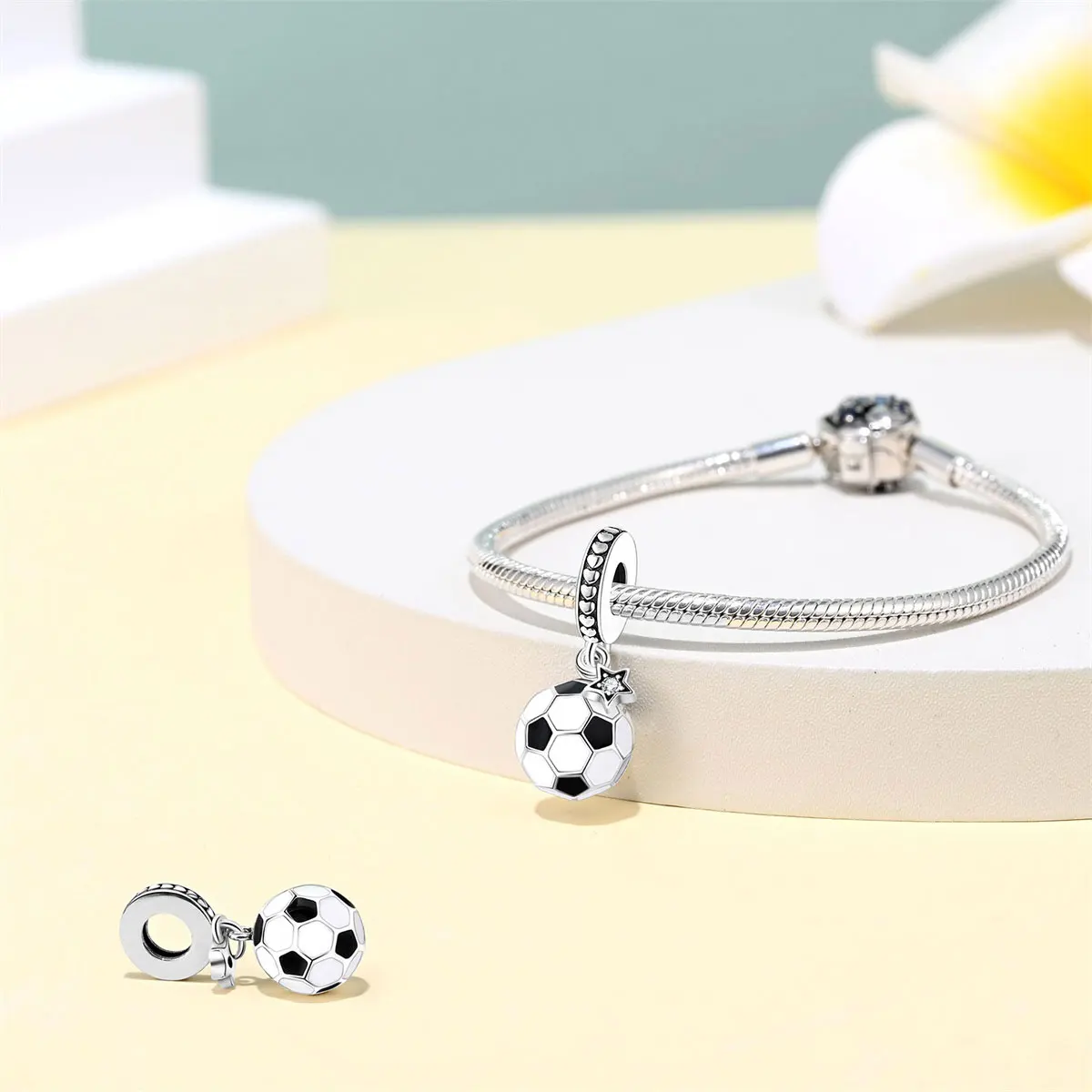 Football Series 925 Silver Plated Soccer Ball Champion Cup Charms Beads Fit 3mm 925 Original Bracelets DIY Souvenir Jewelry-2