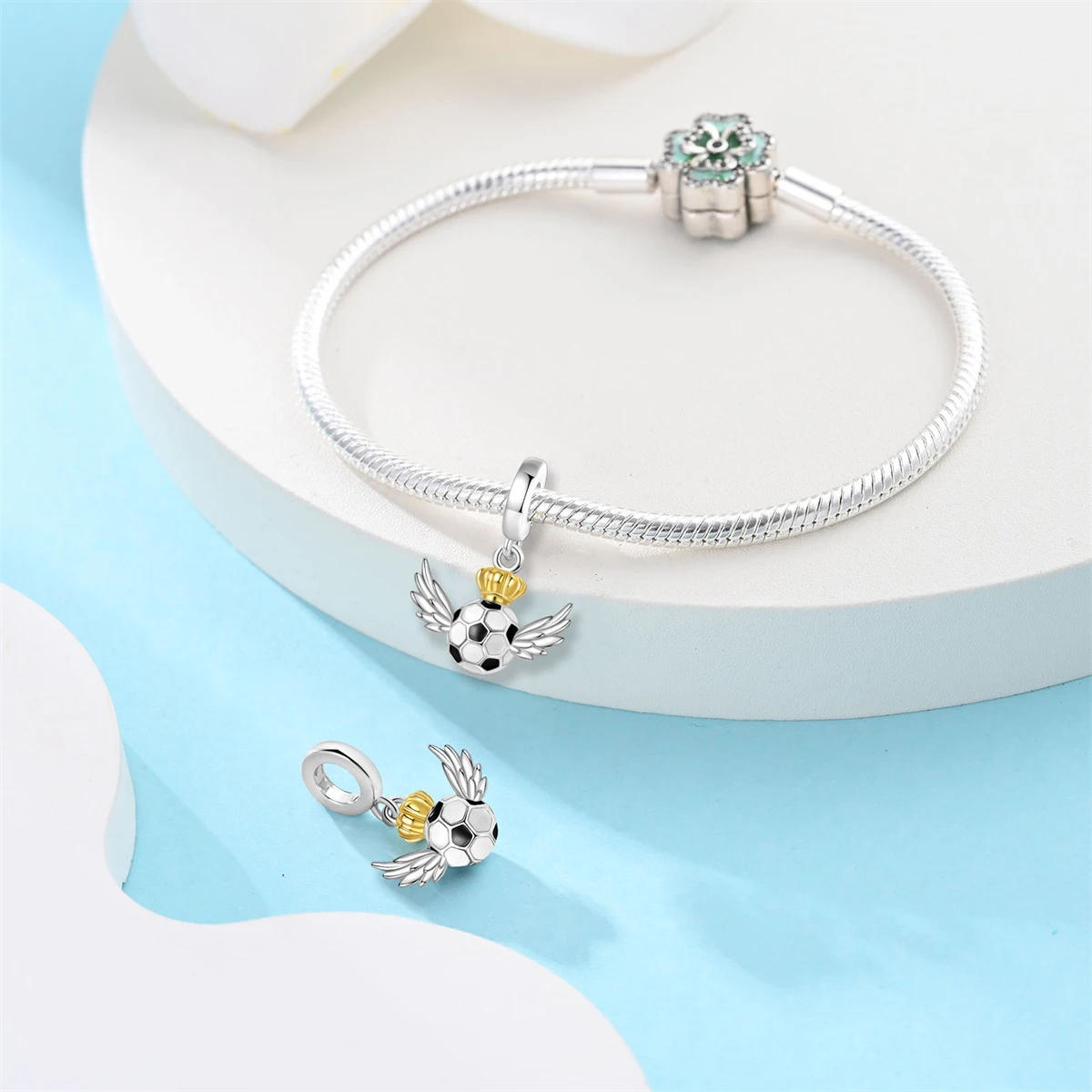 Football Series 925 Silver Plated Soccer Ball Champion Cup Charms Beads Fit 3mm 925 Original Bracelets DIY Souvenir Jewelry-7