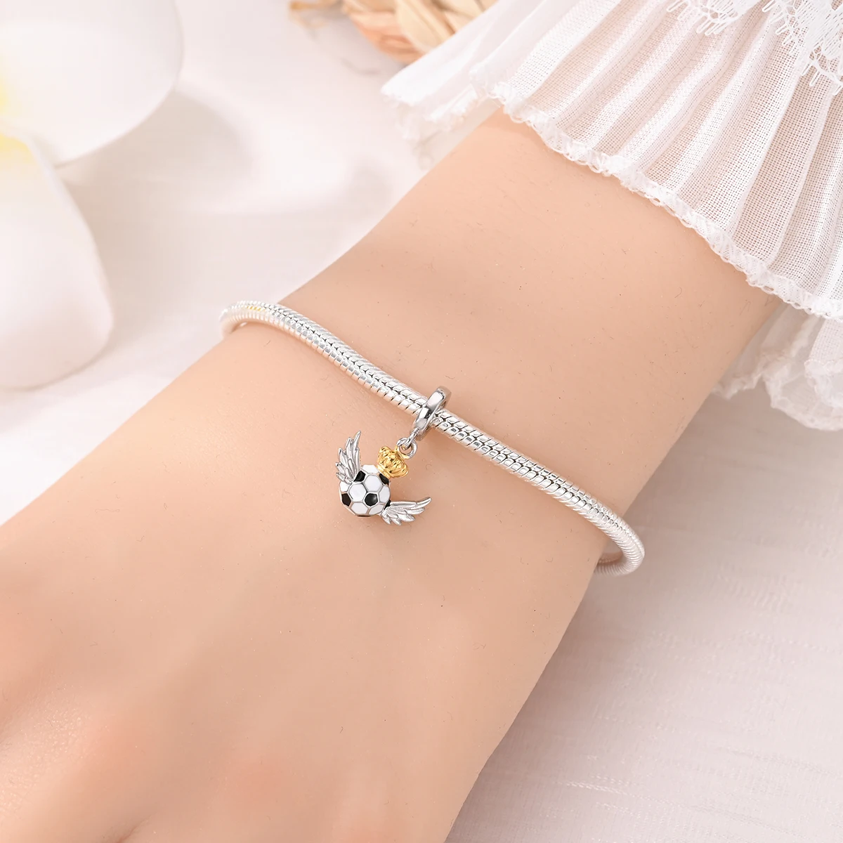 Football Series 925 Silver Plated Soccer Ball Champion Cup Charms Beads Fit 3mm 925 Original Bracelets DIY Souvenir Jewelry-10