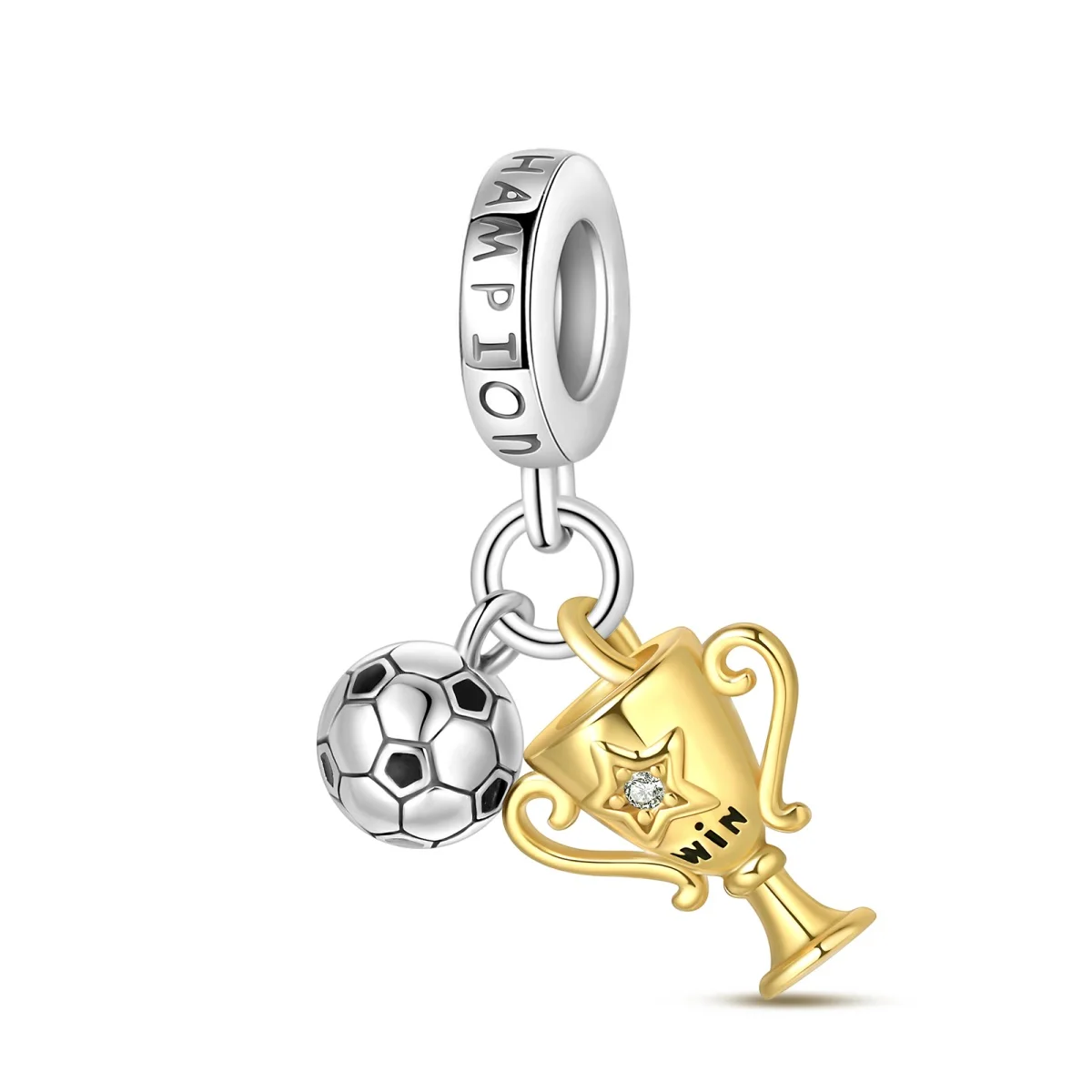 Football Series 925 Silver Plated Soccer Ball Champion Cup Charms Beads Fit 3mm 925 Original Bracelets DIY Souvenir Jewelry-17