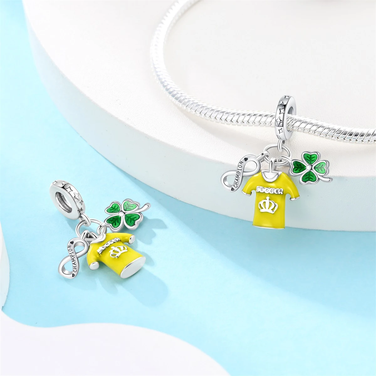 Football Series 925 Silver Plated Soccer Ball Champion Cup Charms Beads Fit 3mm 925 Original Bracelets DIY Souvenir Jewelry-21