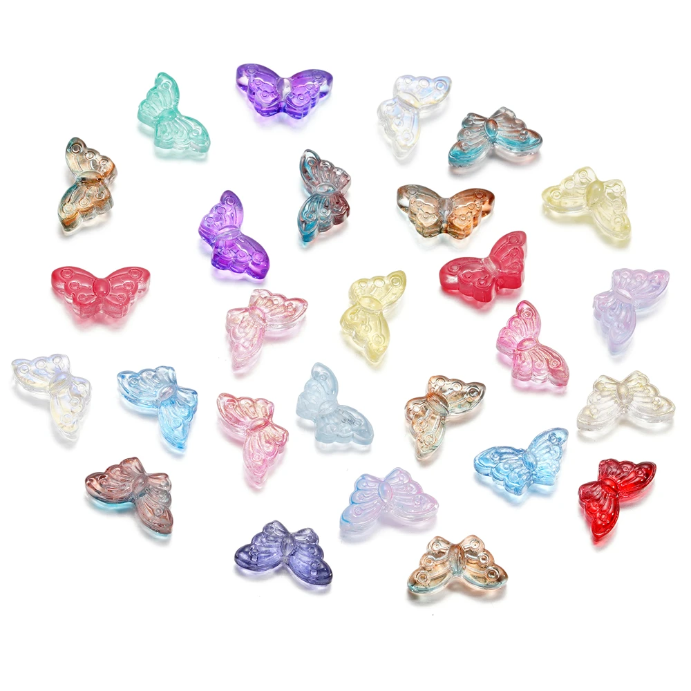 30Pcs/Lot 8*15mm Transparent Glass Small Butterfly Loose Charm Pendants for Necklace DIY Craft Jewelry Making Accessories-5 30Pcs/Lot 8*15mm Transparent Glass Small Butterfly Loose Charm Pendants for Necklace DIY Craft Jewelry Making Accessories-5