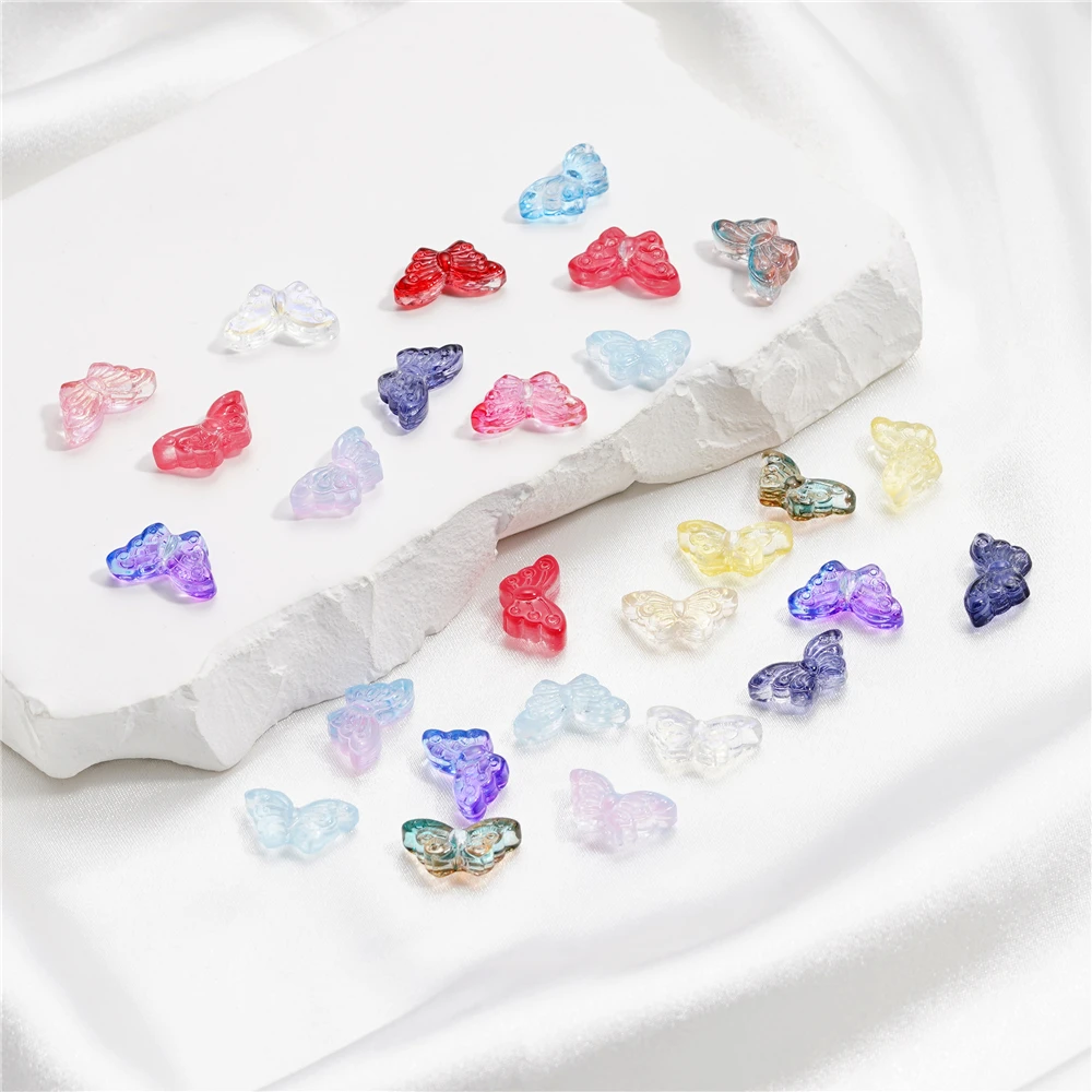 30Pcs/Lot 8*15mm Transparent Glass Small Butterfly Loose Charm Pendants for Necklace DIY Craft Jewelry Making Accessories-8 30Pcs/Lot 8*15mm Transparent Glass Small Butterfly Loose Charm Pendants for Necklace DIY Craft Jewelry Making Accessories-8