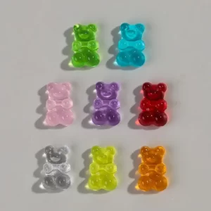 50pcs transparent acrylic 12x19mm cute 3d jelly bear charms pendant for jewelry making necklace bracelet earring diy accessories