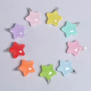 10pcs/lot mix candy color star pendants 20.5x15mm acrylic charms beads pendant for jewelry necklace bracelet earring crafting